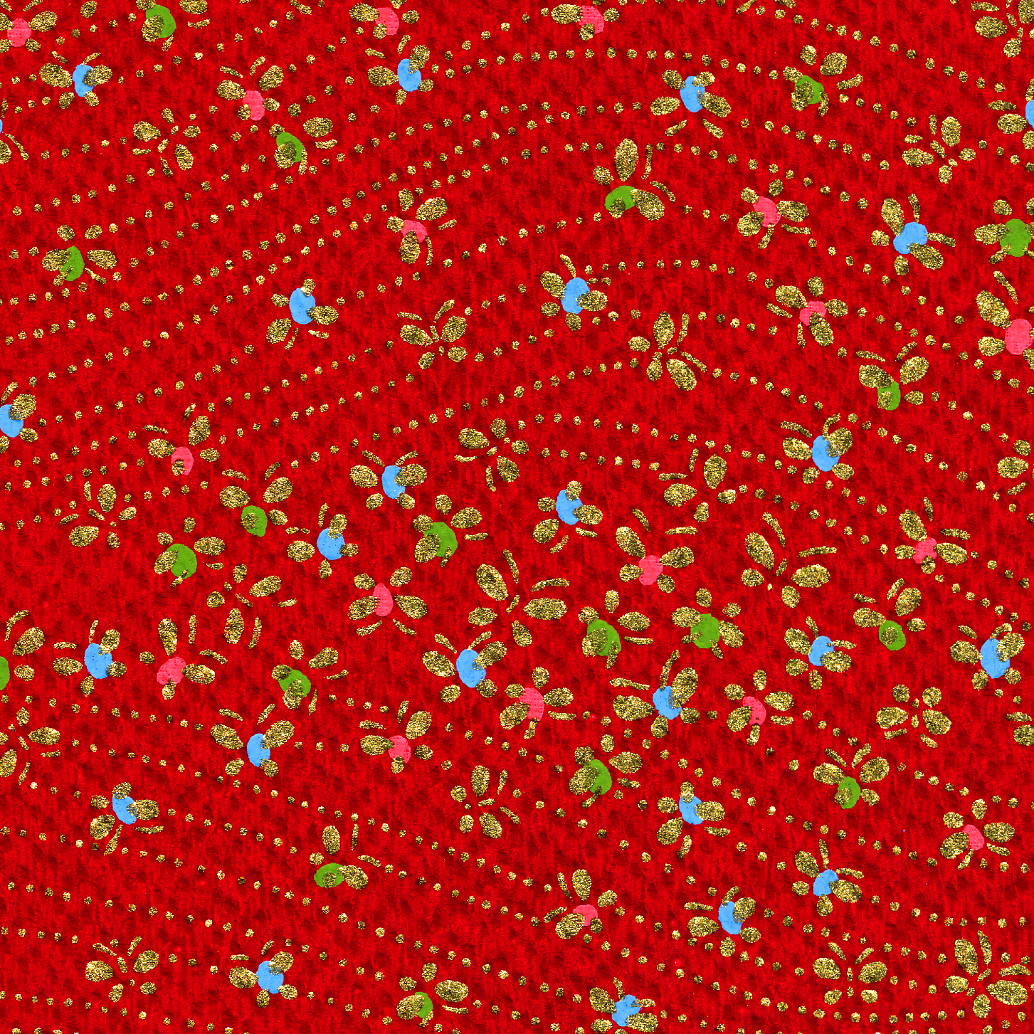 RCK9156 Red Scattered Spring Washi Paper - www.HankoDesigns.com - 8.5"x11" Japanese Washi Yuzen Paper - Fall 2014