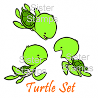 Turtle Set - Sea Creature Series - Sister Stamps - www.HankoDesigns.com