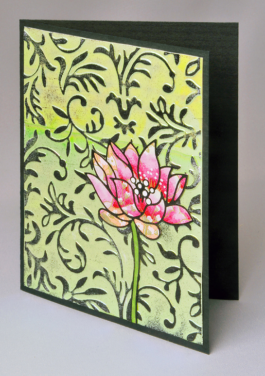 LL1001h Rose Lotus Handmade Card - Lori Lai - www.HankoDesigns.com