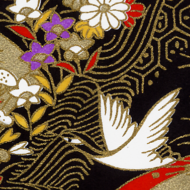 RTB9826 Elegant Cranes and Fans Japanese Washi Paper - www.HankoDesigns.com