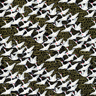 RKB7058 Elegant Black Flying Cranes Japanese Washi Paper - www.HankoDesigns.com - Hanko Designs