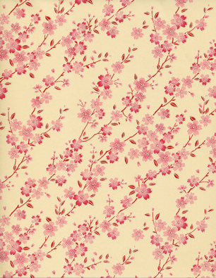 RKBMo72 Mauve Blooming Sakura Japanese Yuzen Washi Paper - www.HankoDesigns.com