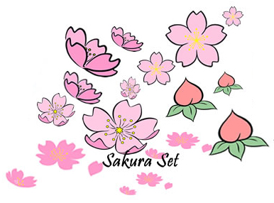 SS0074 - 23 Sakura Set Cherry Blossom - Sister Stamp - Rubber Stamp Image - www.SisterStamps.com - June 2014
