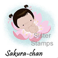 SS0072 - 23 Sakura-chan Cherry Blossom Baby Girl Sister Stamp - Rubber Stamp Image - www.SisterStamps.com - June 2014