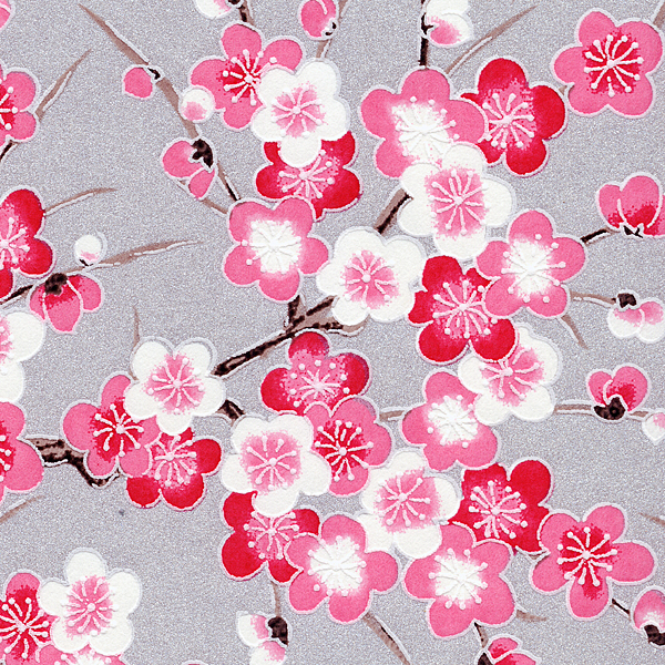 RKBH50 Pink Plum Blossom Branches Japanese Washi Paper - Hanko Designs - www.HankoDesigns.com 2014
