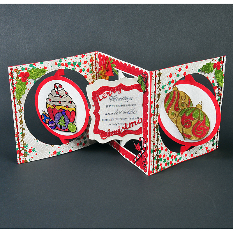 8006 Christmas Cupcake Accordion Card - Karen Swemba - Hanko Designs www.HankoDesigns.com 2014