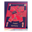 8007 Red Kimono Birthday Card by Karen Swemba - www.HankoDesigns.com 2014