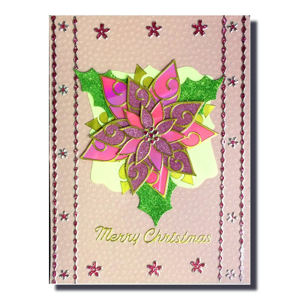 8010 Karen Swemba 2015 Poinsettia Pink Card Merry Christmas