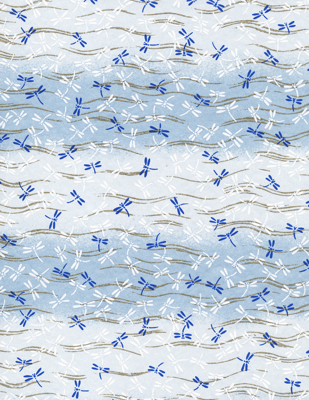 RTB9067 Summer Blue Dragonfy Field Washi Paper Bulk 8.5 x 11 www.HankoDesigns.com 2015