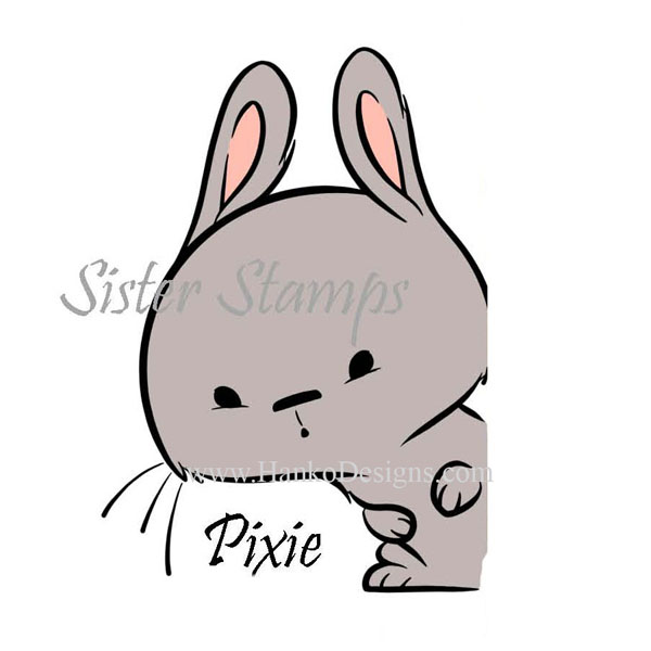 SS0091 29 Pixie Peek Animal Series Sister Stamps 29 2015 Rabbit www.HankoDesigns.com